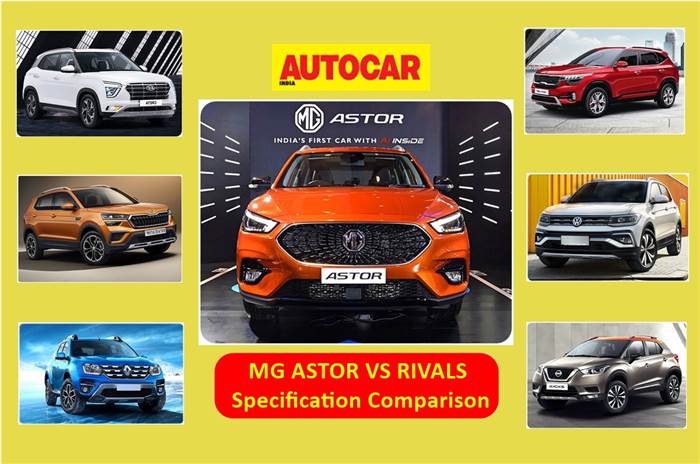 MG Astor vs rivals: specifications comparison